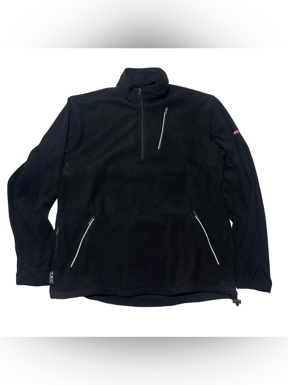 Scottevest Microfleece Pullover Sweatshirt Black 1/4 zip Multi-pocket Size L